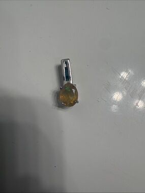 Oval Yellow Opal Pendant sterling Silver Setting
